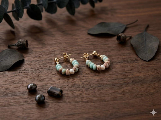 Natural Stone & Freshwater Pearl Pendant Earrings, Boho Vacation Style, Elegant Dangle Jewelry for Women