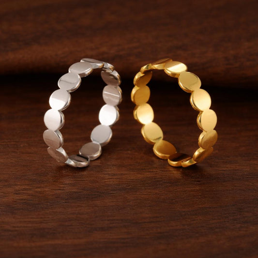 Gold Stainless Steel Geometric Round Ring – Minimalist Stackable Band