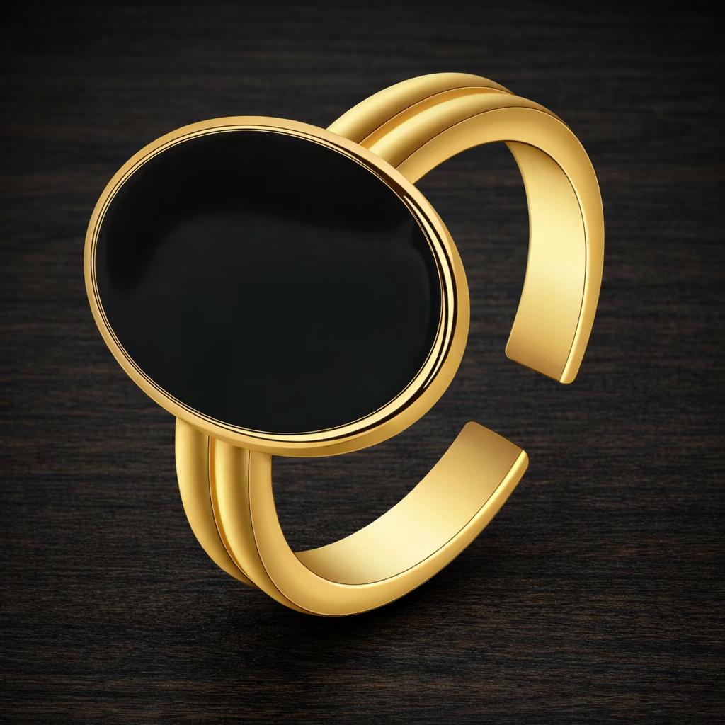 Oval Black Onyx Ring, Minimalist Vintage Style, Elegant Women's Jewelry