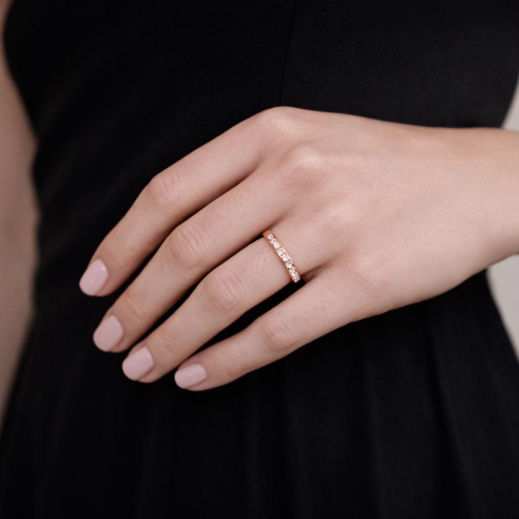 Small Square Gold Plated CZ Ring, Minimalist Daily Jewelry