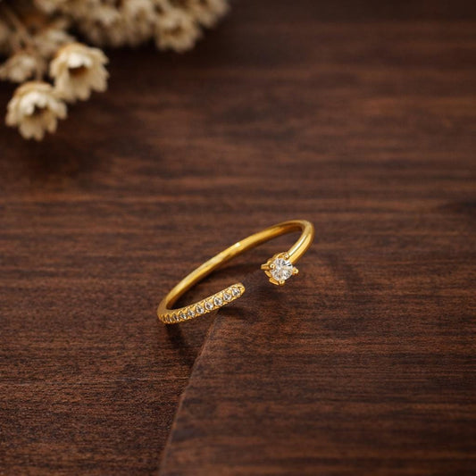 Kinitial Minimalist Stackable Rings, 18K Gold Plated, Adjustable Size, Designer Jewelry