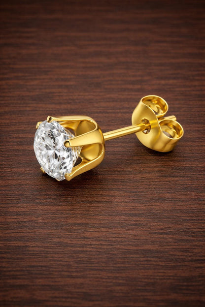 6 Pairs Stainless Steel Stud Earrings Set, CZ Earrings Gold & Silver, Hypoallergenic Waterproof Jewelry