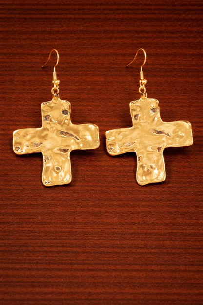 Textured Exaggerated Cross Dangle Earrings, Minimalist Statement Jewelry