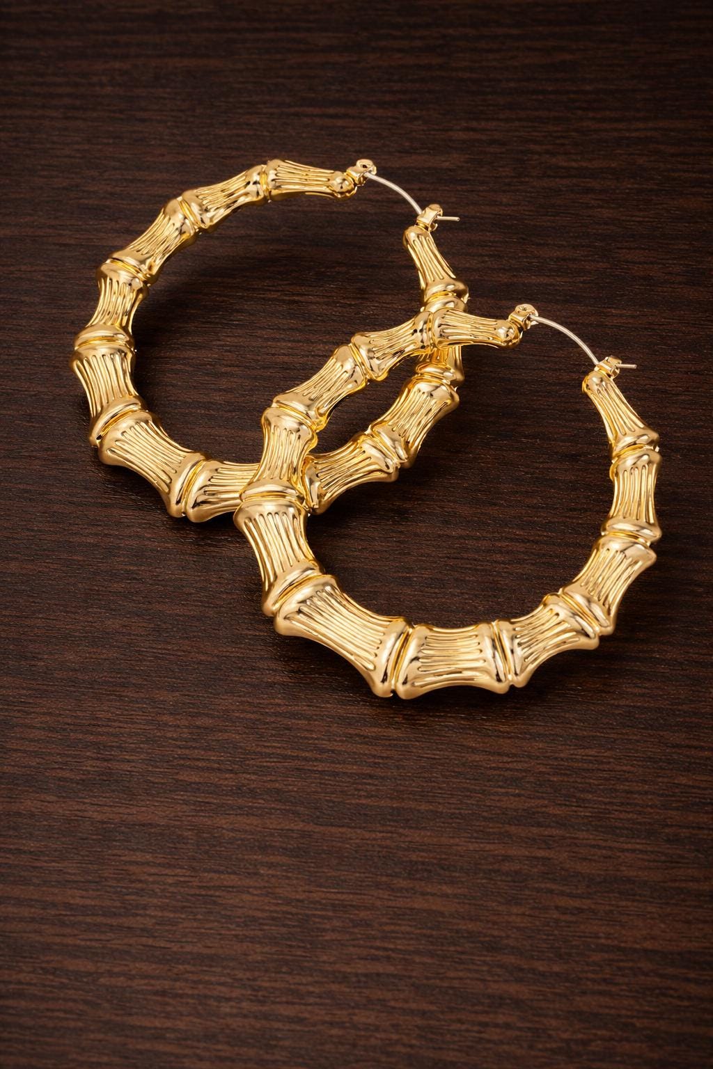 Oversized Bamboo Hoop Earrings, Gold Statement Street Style Jewelry