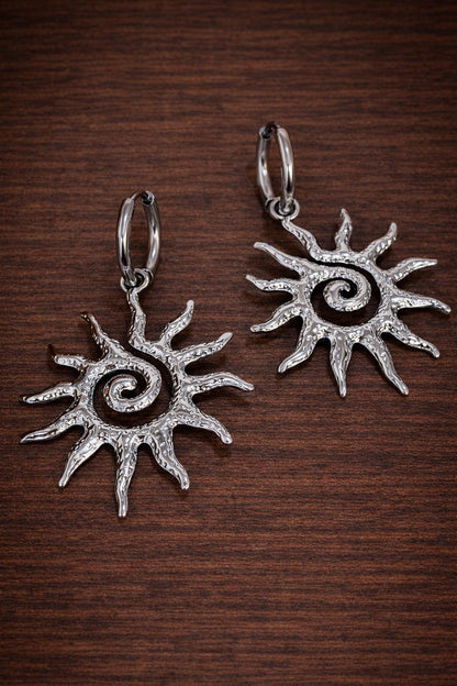 Sunshine Dangle Earrings, Stainless Steel Sun Earrings, Gold Minimalist Pendant Jewelry, Gift for Women