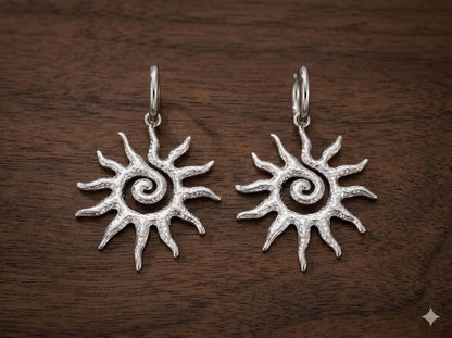 Sunshine Dangle Earrings, Stainless Steel Sun Earrings, Gold Minimalist Pendant Jewelry, Gift for Women
