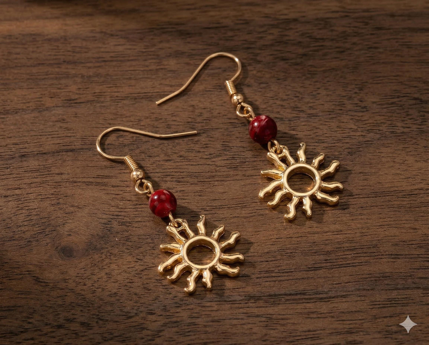 Vintage Gold Sun Dangle Earrings, Minimalist Boho Style, Alloy Jewelry