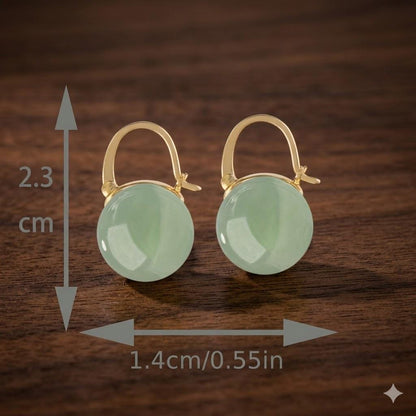 Imitation Jade Green Stud Earrings, Gold-Tone Clip-On Minimalist Jewelry