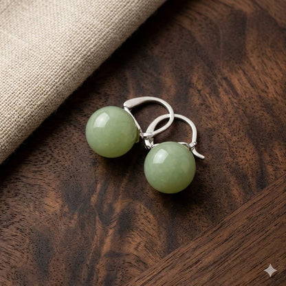 Imitation Jade Green Stud Earrings, Gold-Tone Clip-On Minimalist Jewelry