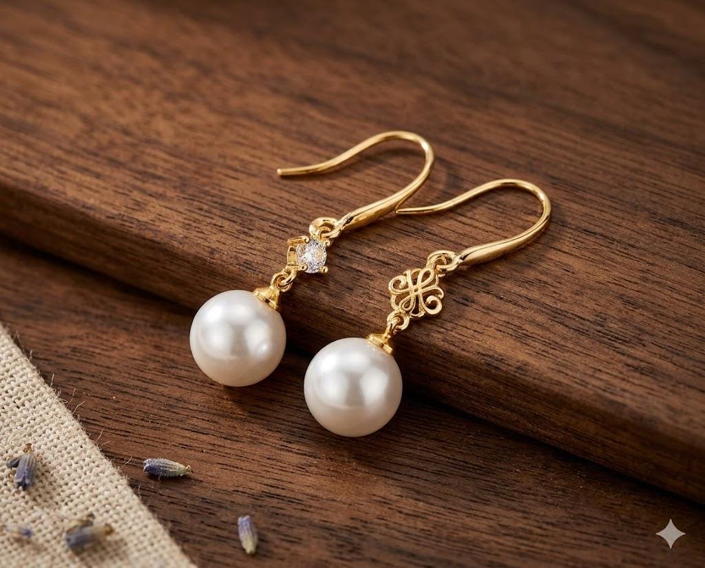 Elegant Pearl Drop Earrings, Minimalist Dangle Jewelry, Versatile Daily Wear for Women
