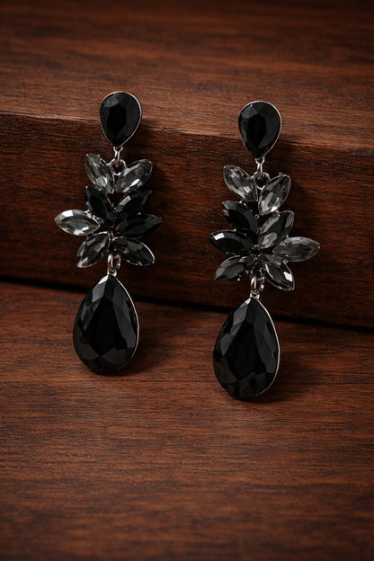 Gold Plated Crystal Teardrop Dangle Earrings, Elegant Statement Wedding Jewelry