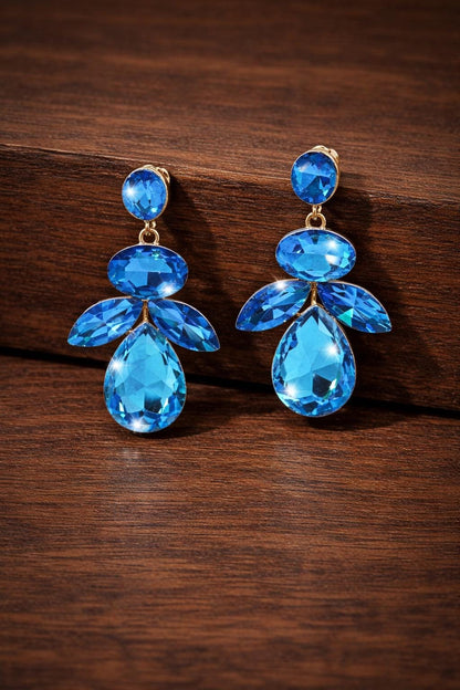 Gold Plated Crystal Teardrop Dangle Earrings, Elegant Statement Wedding Jewelry
