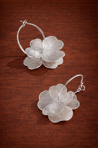 Gold Flower Earrings, Hollow Floral Dangle Earrings, Elegant Bridesmaid Jewelry, Gift for Her