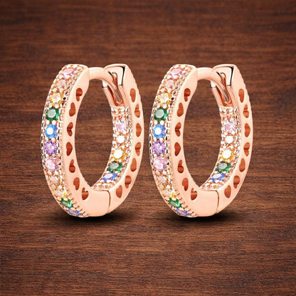 Colorful Zirconia Hoop Earrings, Silver Plated Hypoallergenic Earrings for Women