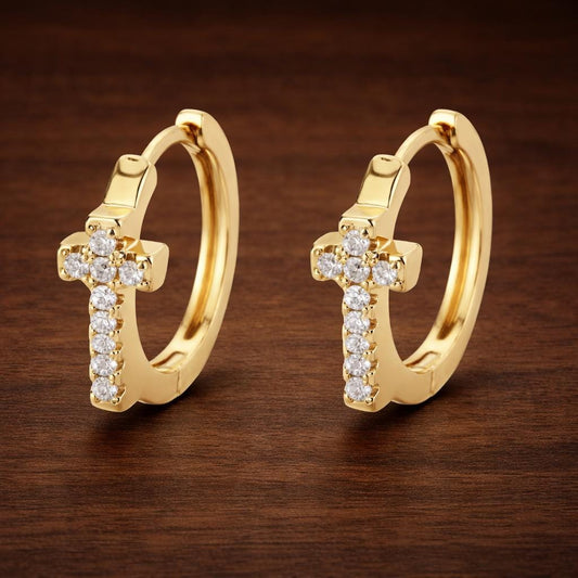 Tiny Zircon Small Hoop Earrings: Gold Stainless Steel Minimalist Jewelry