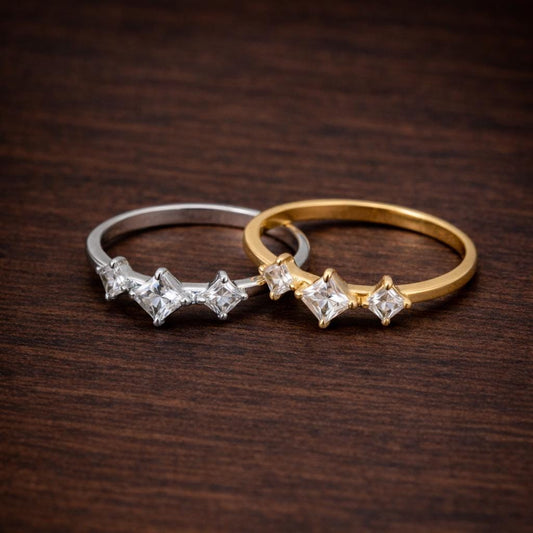 Delicate Zircon Ring, 18K Gold Plated Stainless Steel, Minimalist Wedding Band
