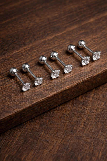 3 Pairs Stainless Steel Ball Stud Earrings, 18K Gold Plated Minimalist Jewelry