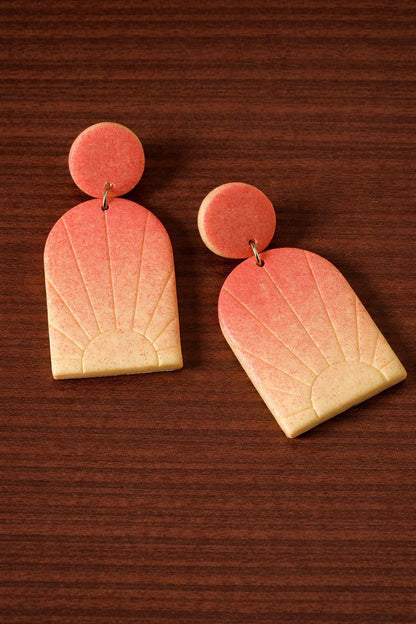 Handmade Sunburst Earrings, Gradient Polymer Clay Dangle Earrings, Boho Statement Jewelry Gift for Women