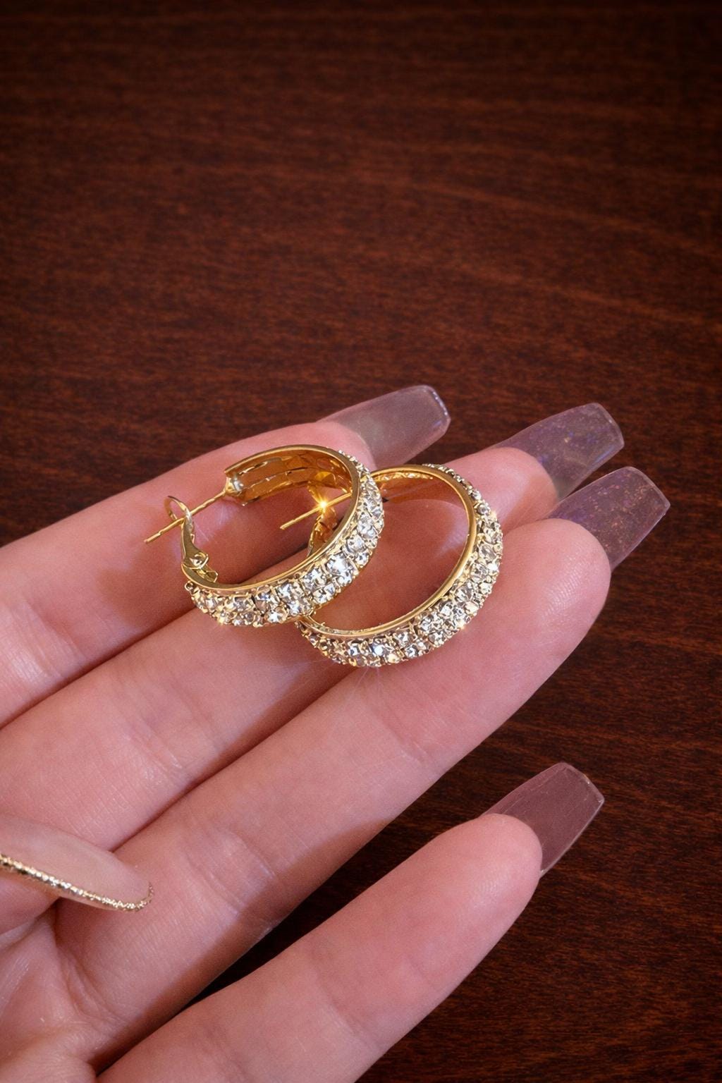 Geometric Gold Hoop Earrings, Elegant Minimalist CZ Earrings, Classic Everyday Jewelry Gift for Women