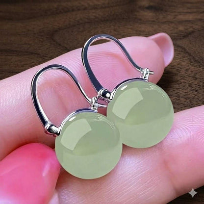 Imitation Jade Green Stud Earrings, Gold-Tone Clip-On Minimalist Jewelry