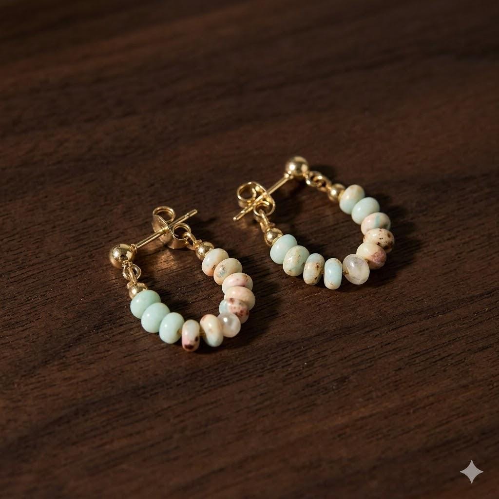Natural Stone & Freshwater Pearl Pendant Earrings, Boho Vacation Style, Elegant Dangle Jewelry for Women
