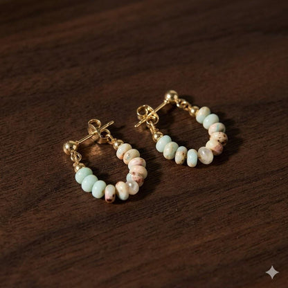 Natural Stone & Freshwater Pearl Pendant Earrings, Boho Vacation Style, Elegant Dangle Jewelry for Women