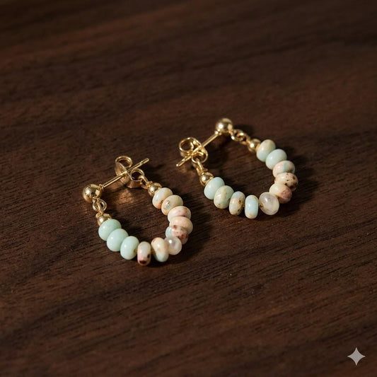 Natural Stone & Freshwater Pearl Pendant Earrings, Boho Vacation Style, Elegant Dangle Jewelry for Women
