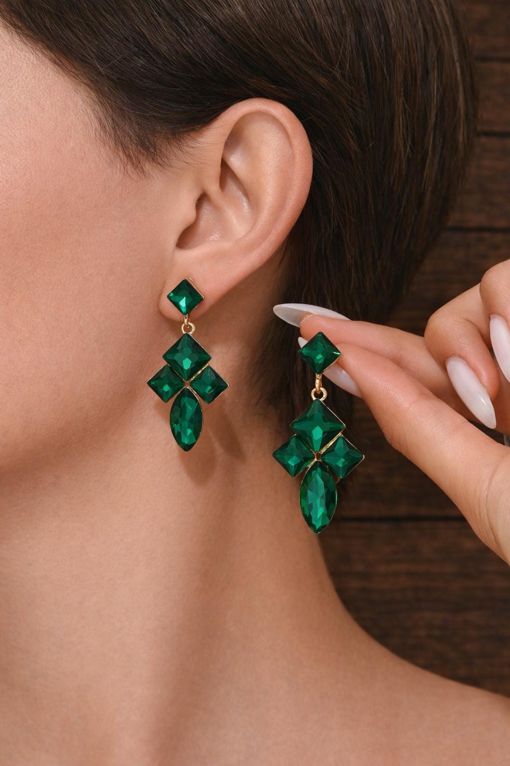 Gold Plated Crystal Teardrop Dangle Earrings, Elegant Statement Wedding Jewelry