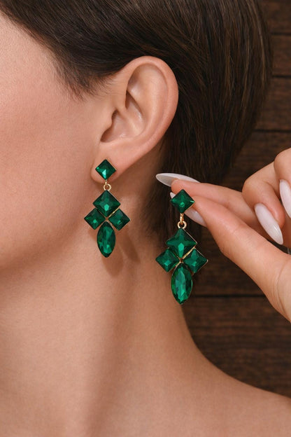 Gold Plated Crystal Teardrop Dangle Earrings, Elegant Statement Wedding Jewelry