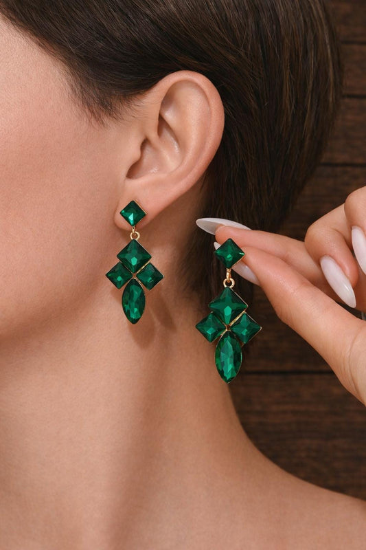 Gold Plated Crystal Teardrop Dangle Earrings, Elegant Statement Wedding Jewelry