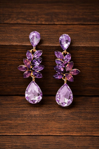 Gold Plated Crystal Teardrop Dangle Earrings, Elegant Statement Wedding Jewelry