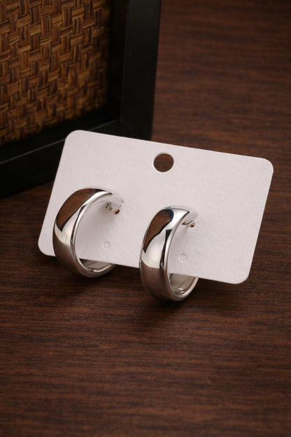 4pcs Chunky Hoop Earrings Set, 10mm Thick Gold Silver Hoops, Minimalist Statement Earrings