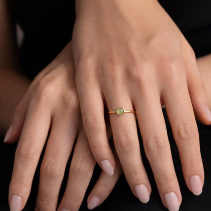 Opal Cat's Eye Geometric Ring, Gold-Tone Plated Copper Alloy, Minimalist Statement Jewelry