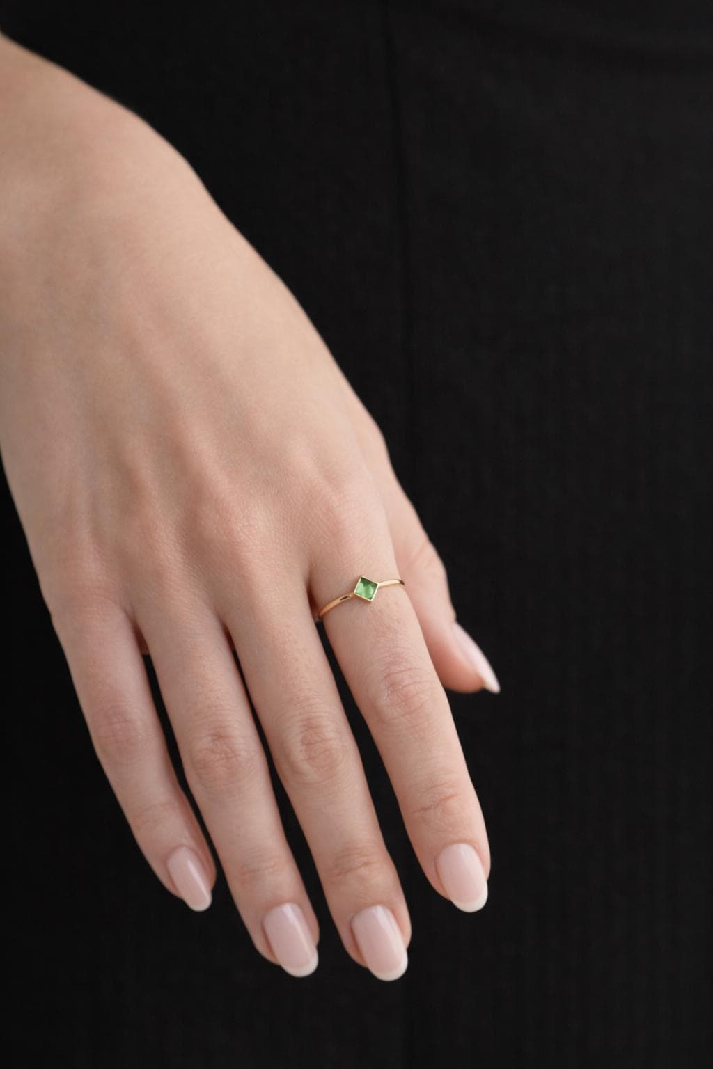Opal Cat's Eye Geometric Ring, Gold-Tone Plated Copper Alloy, Minimalist Statement Jewelry