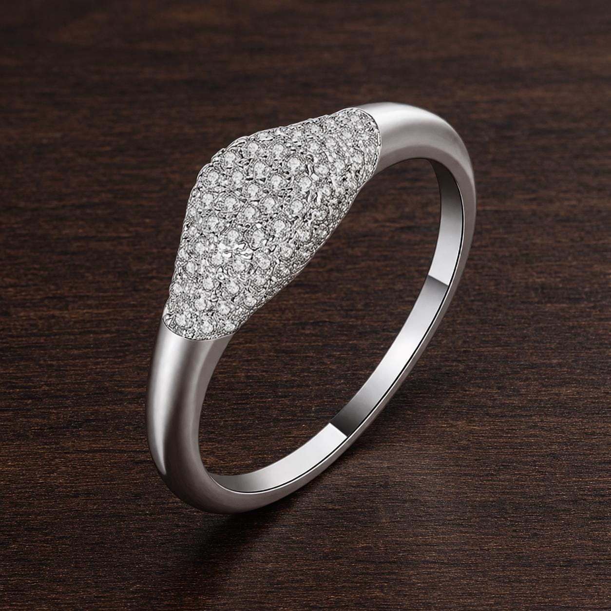 Gold Plated Zircon Ring, Elegant Wedding Party Jewelry, AAA Cubic Zirconia