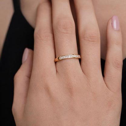 Small Square Gold Plated CZ Ring, Minimalist Daily Jewelry