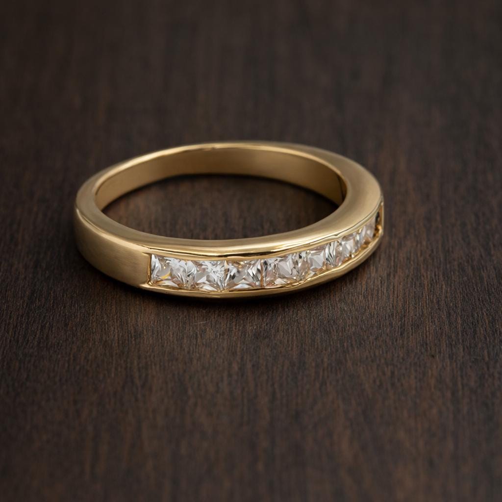 Small Square Gold Plated CZ Ring, Minimalist Daily Jewelry