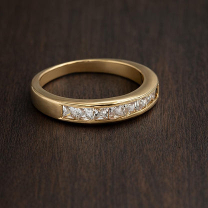 Small Square Gold Plated CZ Ring, Minimalist Daily Jewelry