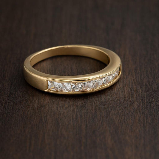Small Square Gold Plated CZ Ring, Minimalist Daily Jewelry