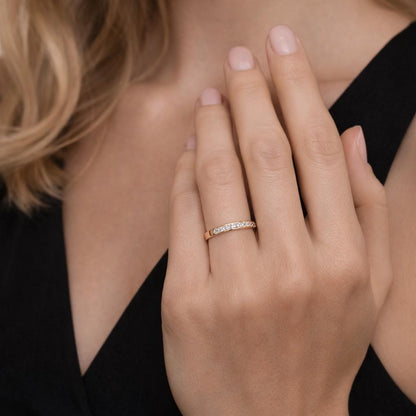 Small Square Gold Plated CZ Ring, Minimalist Daily Jewelry