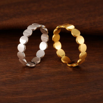 Gold Stainless Steel Geometric Round Ring – Minimalist Stackable Band