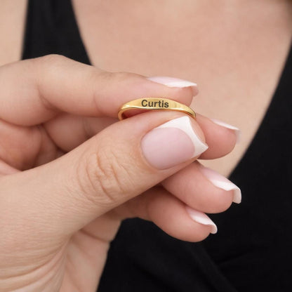 Personalized Gold Name Ring – Custom Engraved Stainless Steel Minimalist Jewelry