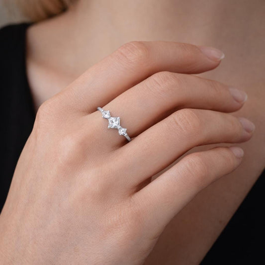 Delicate Zircon Ring, 18K Gold Plated Stainless Steel, Minimalist Wedding Band