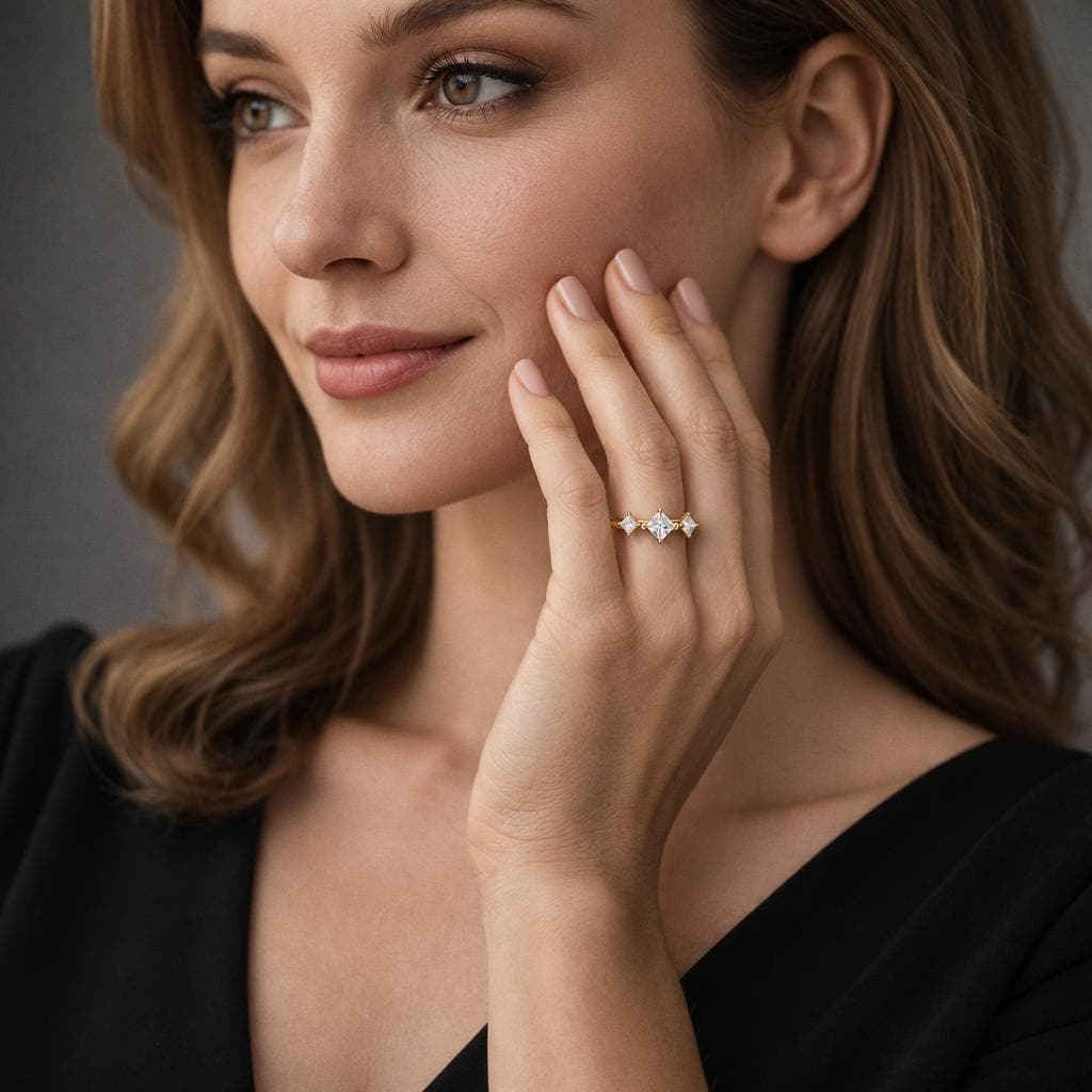 Delicate Zircon Ring, 18K Gold Plated Stainless Steel, Minimalist Wedding Band