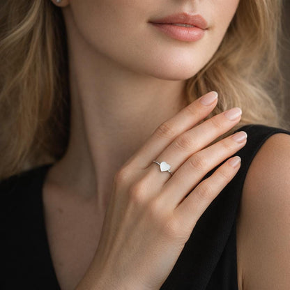 Gold Color Stainless Steel Heart Ring, Dainty Minimalist Love Jewelry