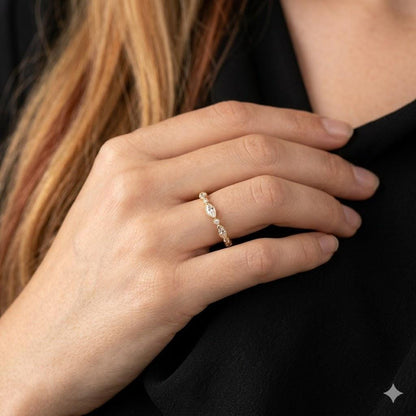 Geometric Horse Eye Crystal Ring, Gold-Plated Sterling Silver, Fish Design