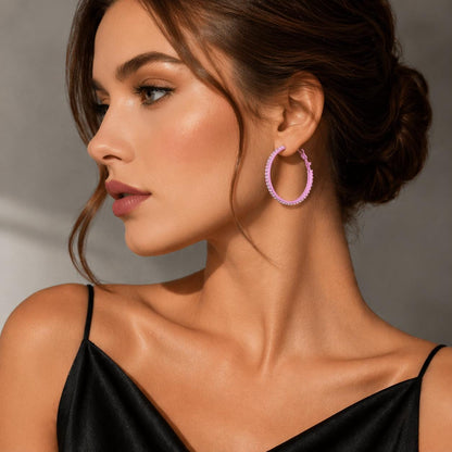 Classic Black Rhinestone Hoop Earrings, Elegant Everyday Minimalist Jewelry