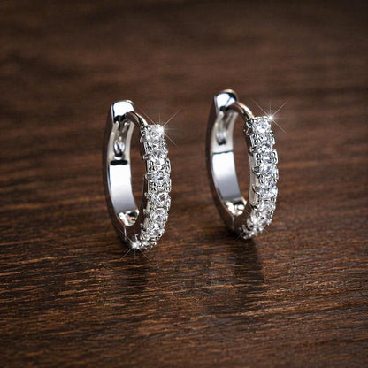 Gold Plated Zirconia Hoop Earrings, Minimalist Sparkling Daily Jewelry