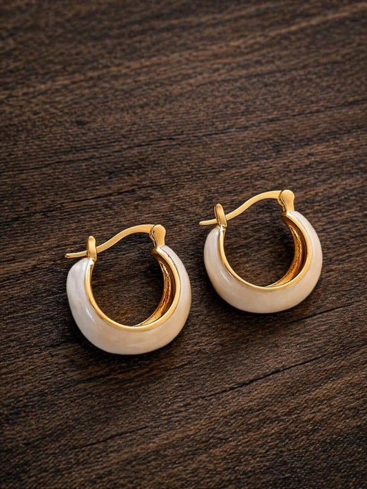 Minimalist Gold Hoop Earrings, Vintage French Chic Style, Elegant Women's Jewelry