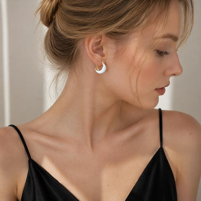 Minimalist Gold Hoop Earrings, Vintage French Chic Style, Elegant Women's Jewelry